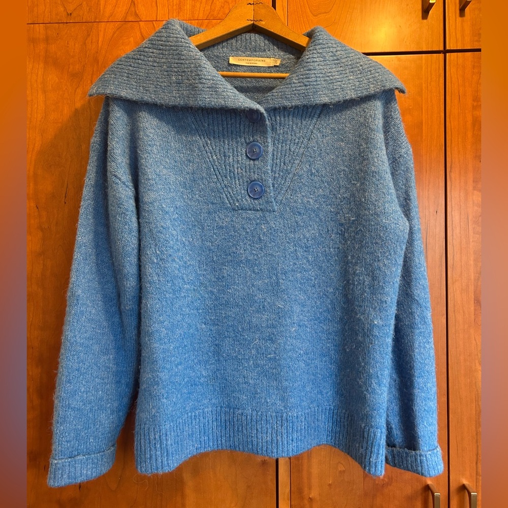 Contemporaine blue heather Alpaca wool blend women’s sweater size S
